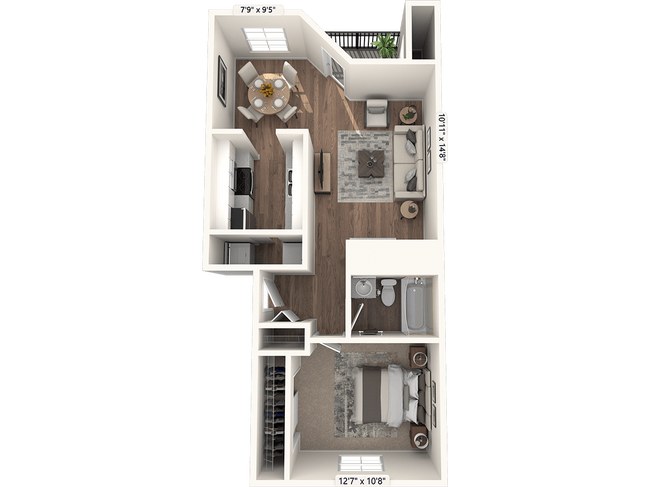1 BED 1 BATH B EE104 floor plan